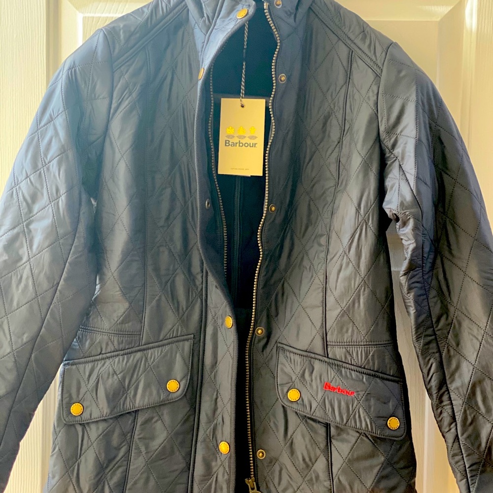 NWT Barbour Cavalry Polarquilt Navy Jacket. SZ6 US